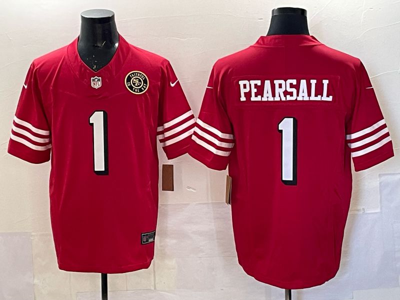 Men 2025 San Francisco 49ers #1 Pearsall red 3th generation Nike Limited NFL Jersey style  0012